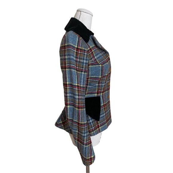 Vintage 90s VIVIENNE WESTWOOD F/W 1994 Wool Tartan Plaid Jacket Velvet Trim Orb - Picture 3 of 12